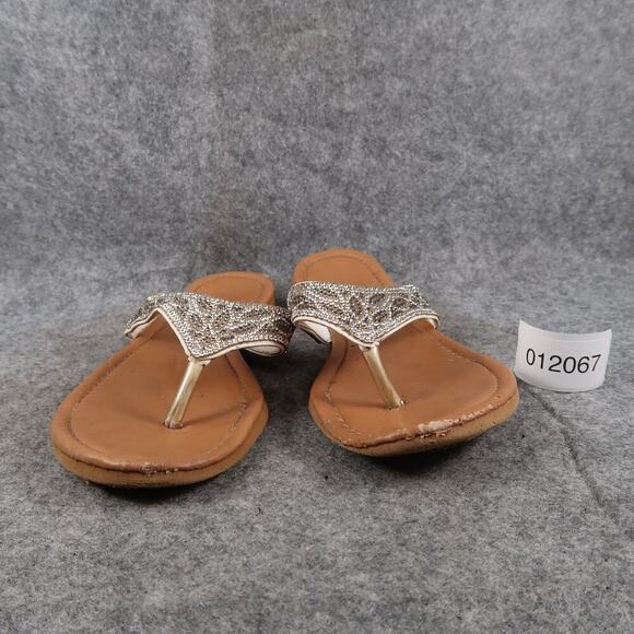 Casual Shoes Womens 7 Sandals Flip Flops Slip On Embellished Straps Comfort - Picture 2 of 8